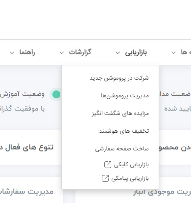 منوی بازاریابی