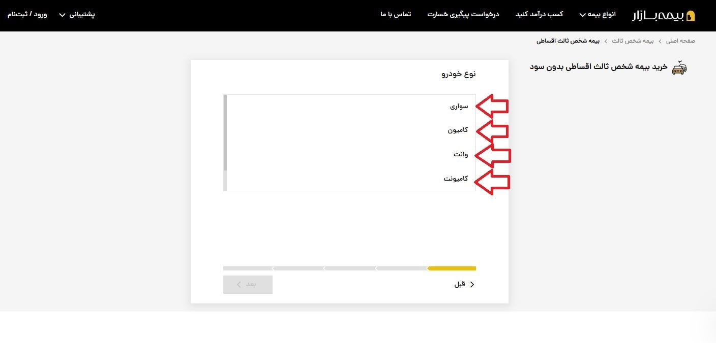 روش دوم: وارد کردن اطلاعات خودرو به صورت دستی