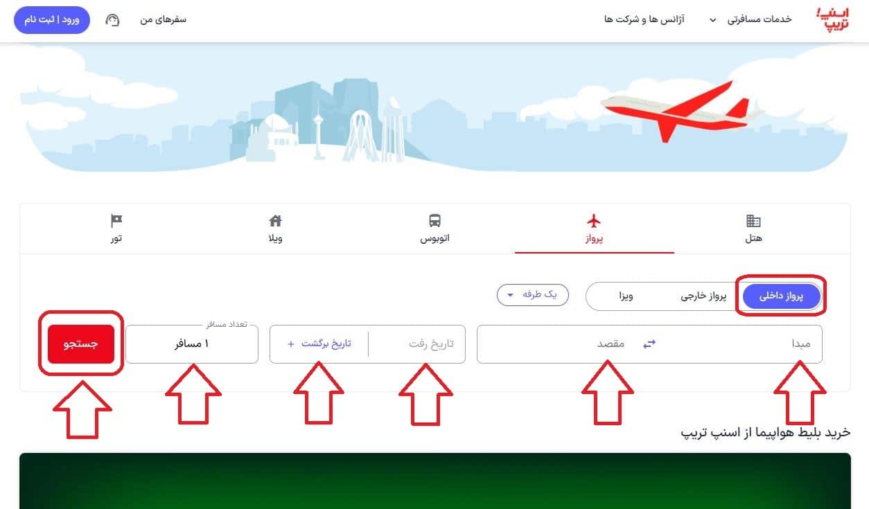 انتخاب گزینه پرواز