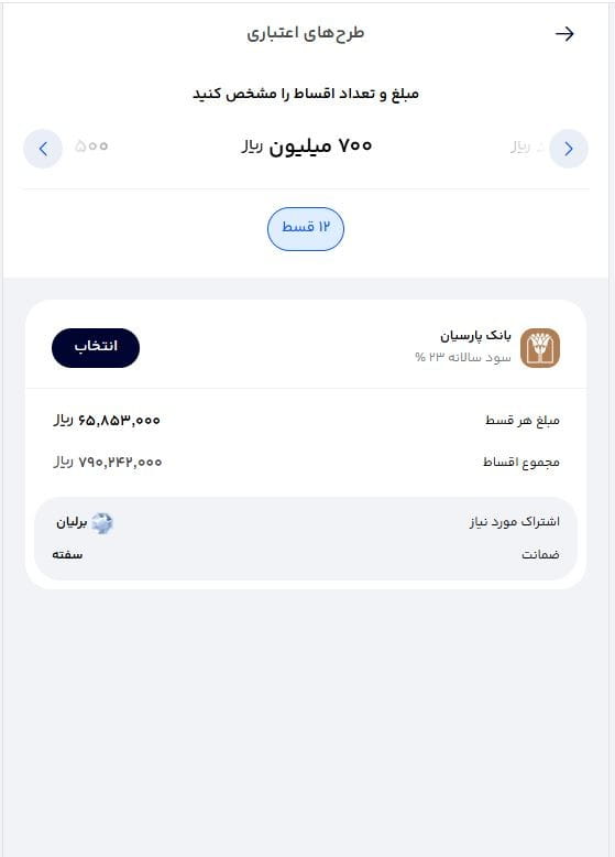 مرحله پنج: انتخاب مبلغ وام و بررسی شرایط طرح