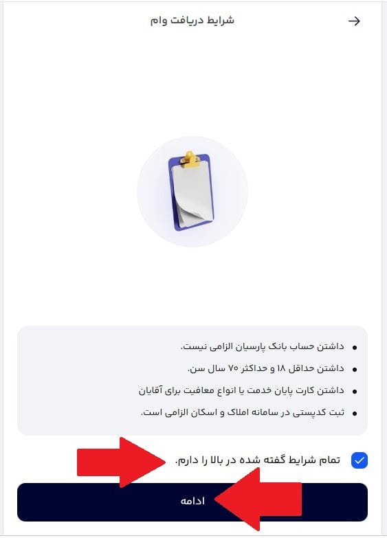 مرحله ششم: شرایط دریافت وام