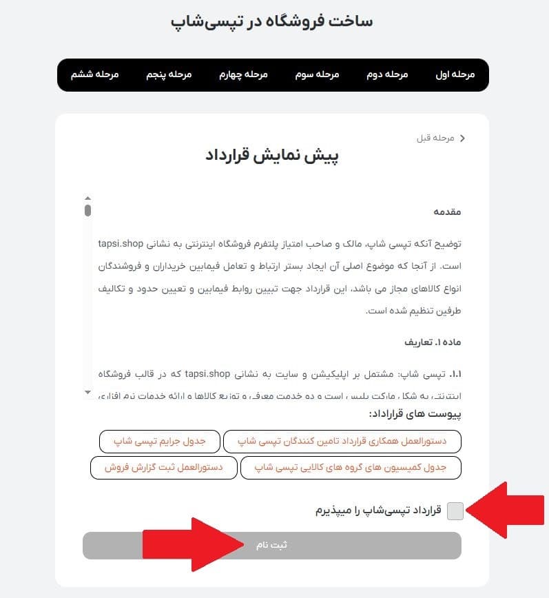 مرحله هشتم: ارائه مدارک موردنیاز فروشندگی